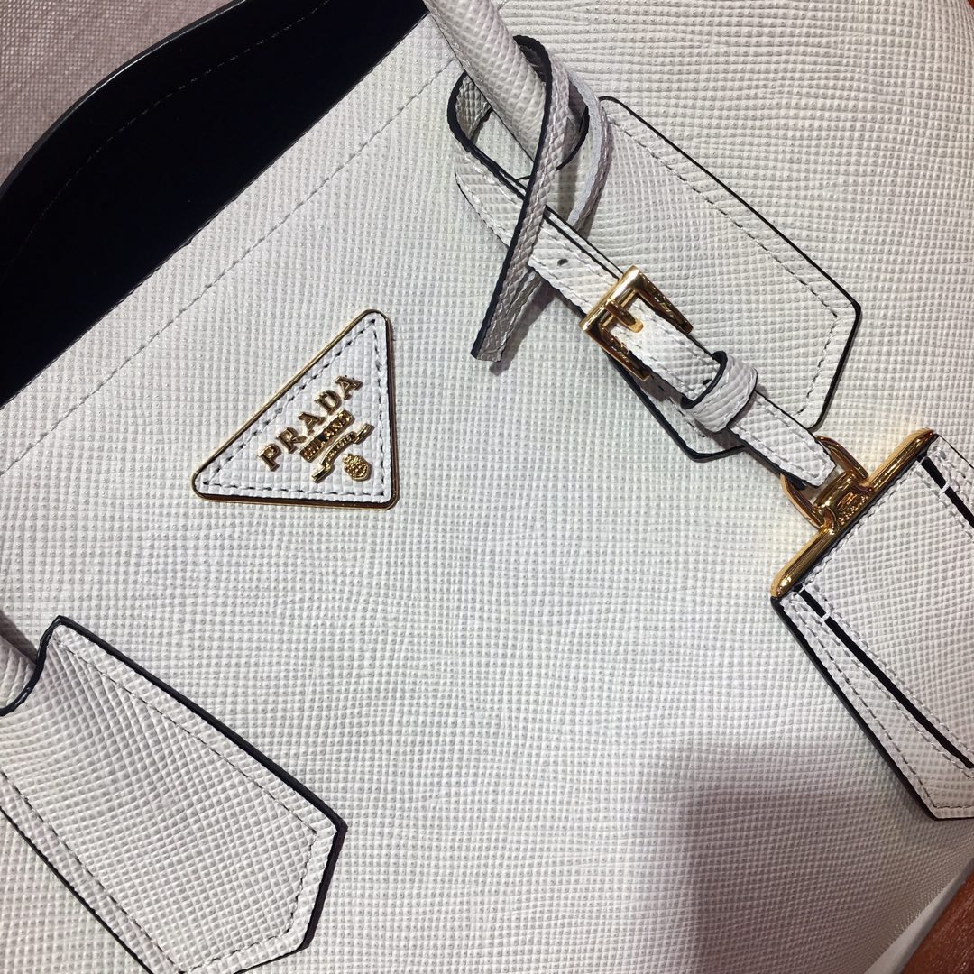 Prada Double Saffiano Leather Bag Shoulder Bag White 1BG775